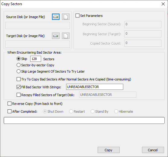 image hard drive with bad sectors