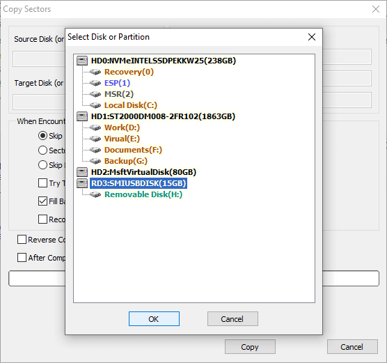 image hard drive with bad sectors