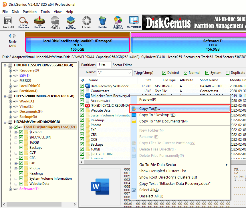 Damaged partition recovery