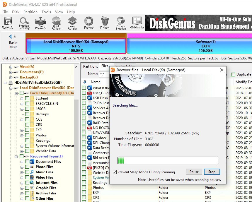 Unformatted partition recovery