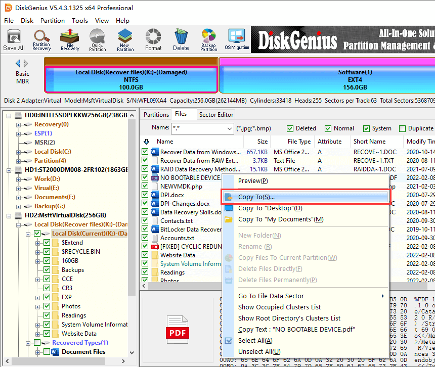 fix RAW partition without losing data