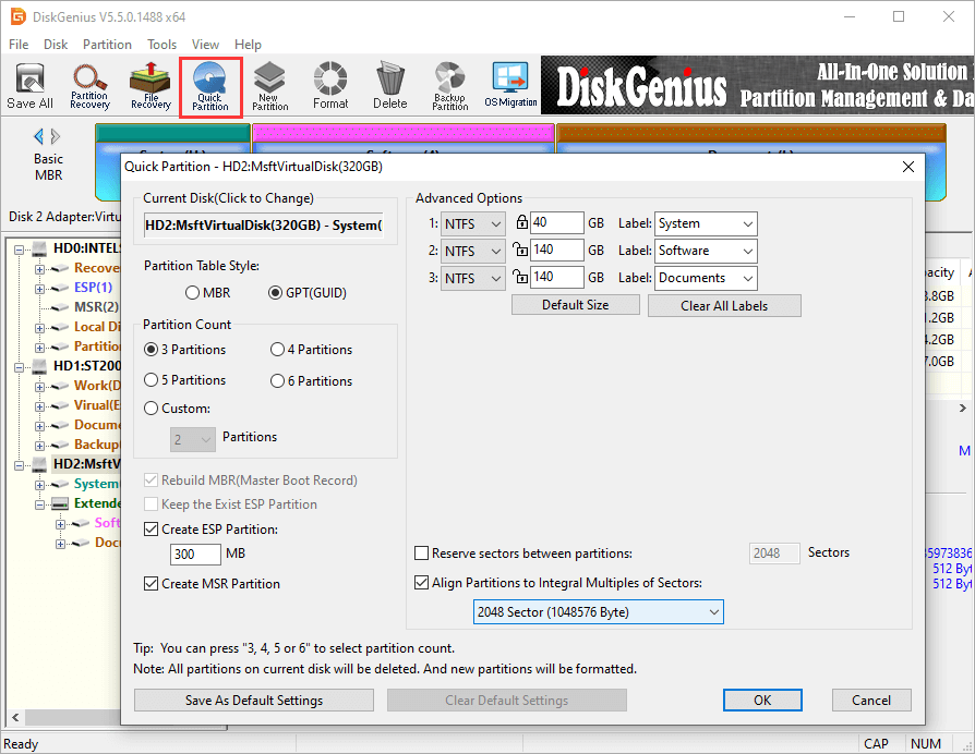 partition a USB drive