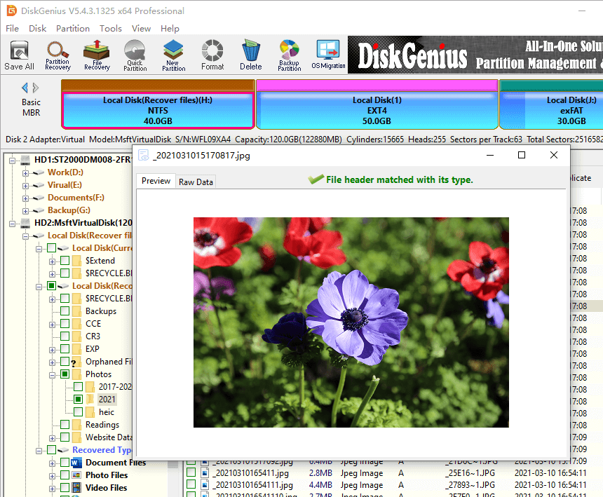 damaged partition recovery stops at 67%