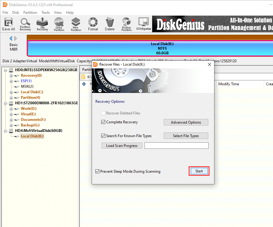 data recovery DiskGenius