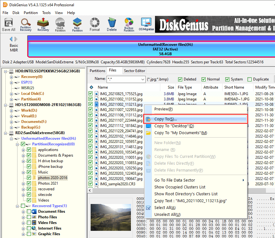 DiskGenius recover lost data