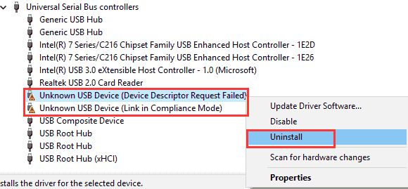 Unknown USB Device (Device Descriptor Request Failed) In Windows 11/10