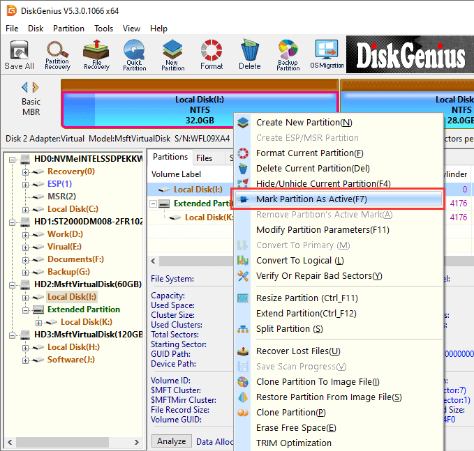 how to mark partition as active acronis true image