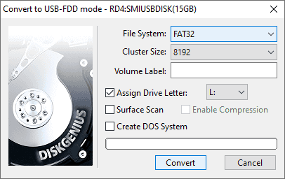 should i use usb-fdd or usb-zip for windows 10