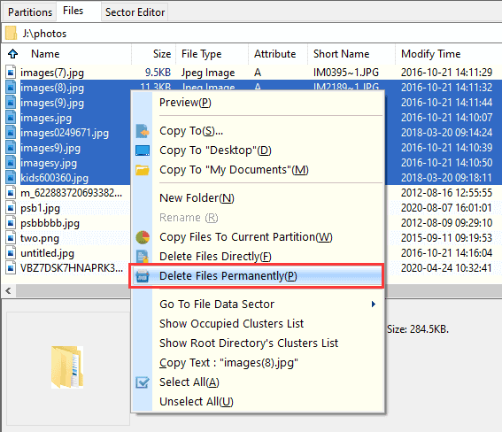 permanently delete files