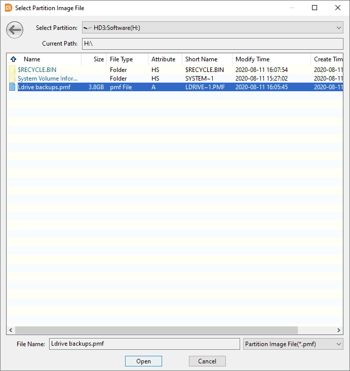 Explorer Partition Image File