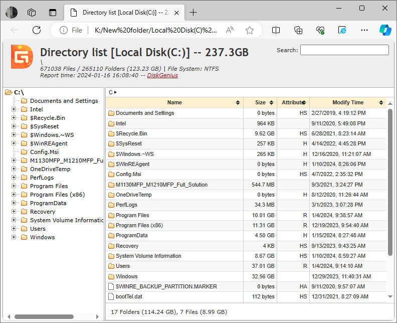 Export Directory Structure to HTML File