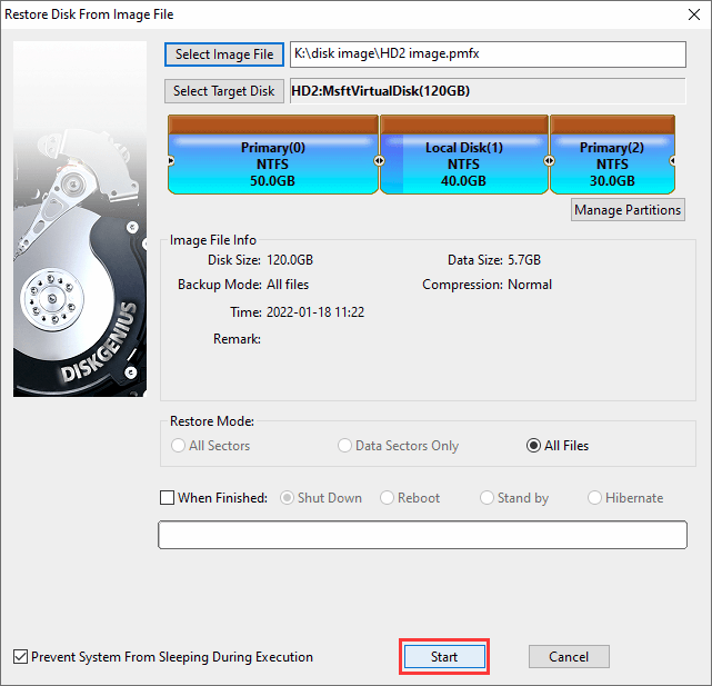 restore hard drive from image file