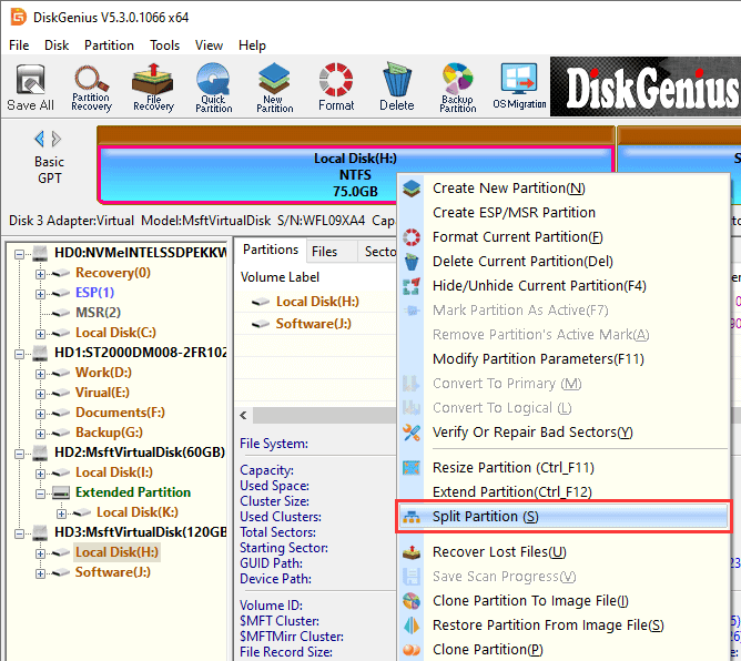 Split Partition